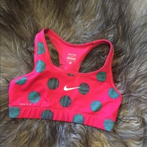 New Nike Sports Bra Size Small Pink & Teal Dots